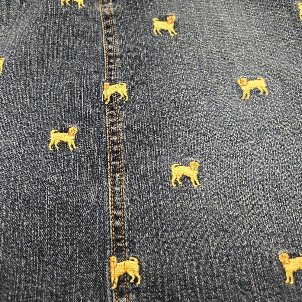 Embroidered denim skirt size 6, Lilly Pulitzer White Label, Dogs! - Picture 2 of 11
